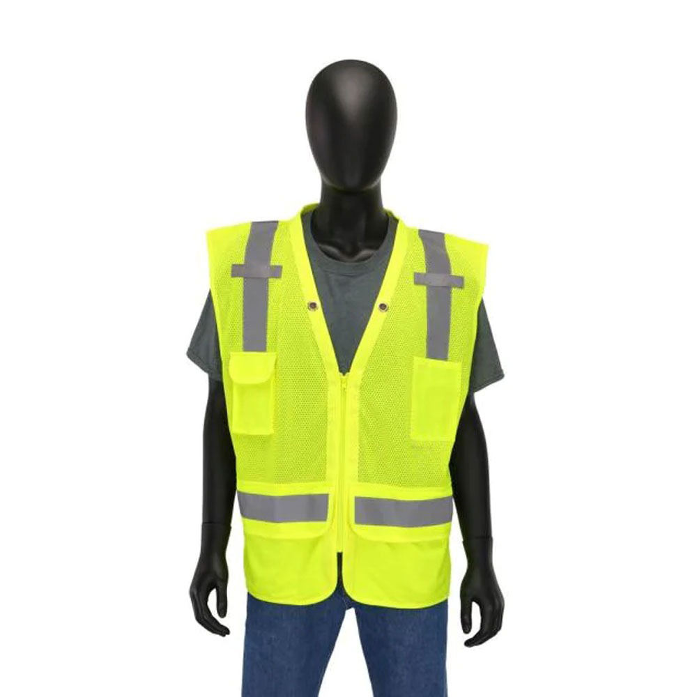 Hestic Sports Wear Customized Black Reflective Safety Vest Company Logo With Pockets Custom Color Fluorescent Visibility Work Class 2 Safety Vest
